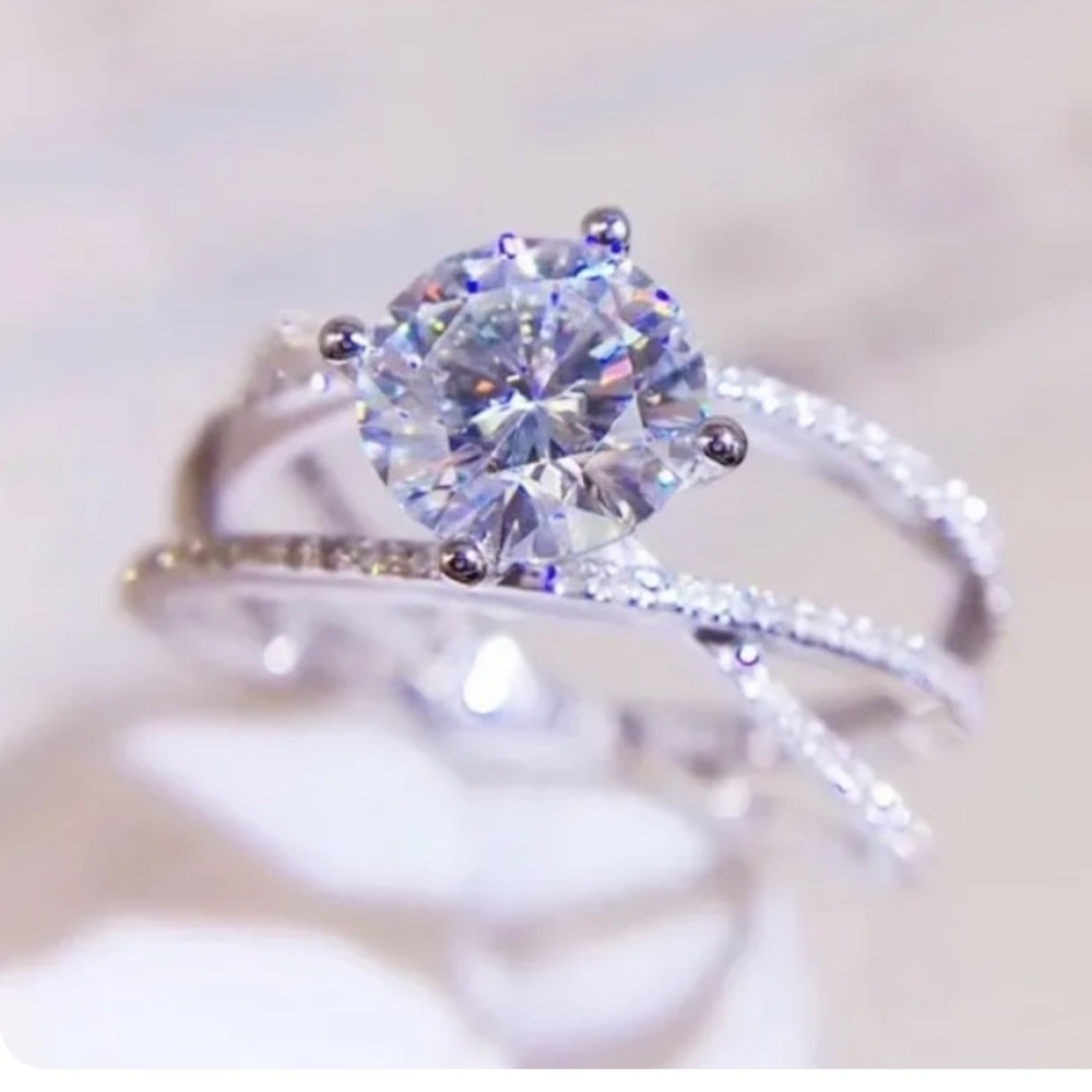 Classic Silver-Tone Crystal Solitaire Ring - White